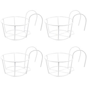 Tlily - 4 Pack Round Hanging Railing Planters, Flower Pot Holders, Metal Pot Plant Basket, for Indoor and Outdoor use (White) Tlily - 4 Pack Round Hanging Railing Planters, Flower Pot Holders, Metal Pot Plant Basket, for Indoor and Outdoor use (White)