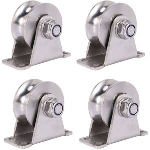 TLILY 4 Pack U-Type Stainless Steel Pulley Block Mute Bearings Groove Sliding Roller Track Wheel TLILY 4 Pack U-Type Stainless Steel Pulley Block Mute Bearings Groove Sliding Roller Track Wheel
