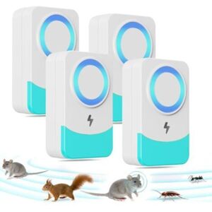 TOOLIVE 4 Pack Ultrasonic Repellent Anti Rodent Insects, 60/s Frequency of Change Powerful Ultrasonic Mouse and Rats for Versatile Occasions Anti Rats, Mice, TOOLIVE 4 Pack Ultrasonic Repellent Anti Rodent Insects, 60/s Frequency of Change Powerful Ultrasonic Mouse and Rats for Versatile Occasions Anti Rats, Mice,
