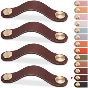 BEIJIYI 4 Pcs Leather Furniture Handles, Cabinet Door Knobs, Leather Drawer Knobs, Vintage Furniture Handles for Cabinets, Dressers, Kitchen, Bathroom (Dark BEIJIYI 4 Pcs Leather Furniture Handles, Cabinet Door Knobs, Leather Drawer Knobs, Vintage Furniture Handles for Cabinets, Dressers, Kitchen, Bathroom (Dark