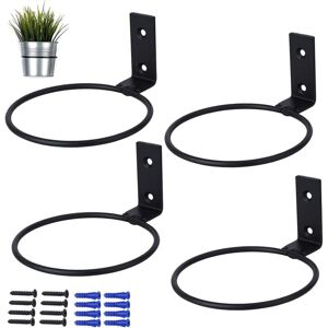 WOIYIC 4 PCS Wall Mounted Flower Pot Brackets, Metal Planter Holder with Screws Flower Pot Holder Ring, for Flower Pots for Patio, Balcony and Garden (Black) WOIYIC 4 PCS Wall Mounted Flower Pot Brackets, Metal Planter Holder with Screws Flower Pot Holder Ring, for Flower Pots for Patio, Balcony and Garden (Black)