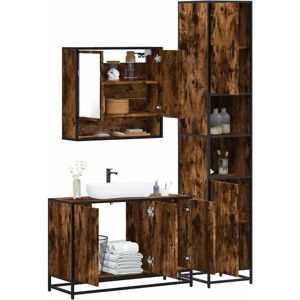 3 Piece Bathroom Furniture Set Smoked Oak Engineered Wood vidaXL 3 Piece Bathroom Furniture Set Smoked Oak Engineered Wood vidaXL