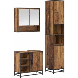 Bathroom Furniture Set with Door 3 pcs Old Wood Engineered Wood vidaXL Bathroom Furniture Set with Door 3 pcs Old Wood Engineered Wood vidaXL