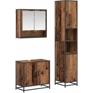 Bathroom Furniture Set with Door 3 pcs Old Wood Engineered Wood vidaXL Bathroom Furniture Set with Door 3 pcs Old Wood Engineered Wood vidaXL