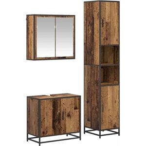 Bathroom Furniture Set with Door 3 pcs Old Wood Engineered Wood vidaXL Bathroom Furniture Set with Door 3 pcs Old Wood Engineered Wood vidaXL