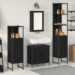 Vidaxl - Bathroom Furniture Set with Door 4 pcs Black 33 x 33 x 185.5 cm Vidaxl - Bathroom Furniture Set with Door 4 pcs Black 33 x 33 x 185.5 cm