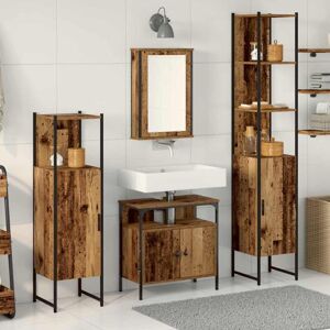 Bathroom Furniture Set with Door 4 pcs Old wood Engineered wood vidaXL Bathroom Furniture Set with Door 4 pcs Old wood Engineered wood vidaXL