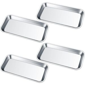 HÉLOISE 4 Pieces Instrument Tray, Stainless Steel Rectangular Trays, Laboratory Tray for Lab Trays - 22.5x11.5x1.6cm HÉLOISE 4 Pieces Instrument Tray, Stainless Steel Rectangular Trays, Laboratory Tray for Lab Trays - 22.5x11.5x1.6cm