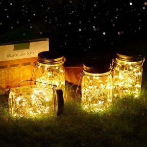 SERBIA 4 Pièces Lumière de Jardin Solaire - 20LED Lumière Solaire Extérieure, Imperméable à l'eau Mason Jar Lampes Lanterne Solaire, Lumière Solaire SERBIA 4 Pièces Lumière de Jardin Solaire - 20LED Lumière Solaire Extérieure, Imperméable à l'eau Mason Jar Lampes Lanterne Solaire, Lumière Solaire