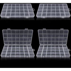 Linghhang - 4 pieces) Plastic Storage Box with 28 Compartments, Transparent Compartment Box, for small plastic parts with label, Crafts, Beads, Linghhang - 4 pieces) Plastic Storage Box with 28 Compartments, Transparent Compartment Box, for small plastic parts with label, Crafts, Beads,