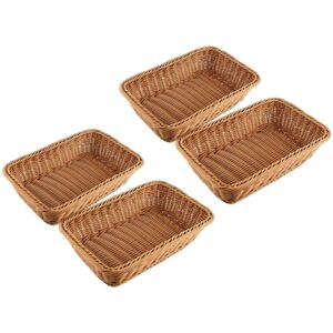 Tlily - 4 Pieces Rectangular Basket Set for Table or Display Bread, Fruits and Vegetables Wicker Baskets Tlily - 4 Pieces Rectangular Basket Set for Table or Display Bread, Fruits and Vegetables Wicker Baskets
