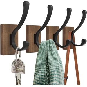 SERBIA 4 porte-manteaux - Porte-manteau en bois, porte-manteau mural pour chapeaux, clés, serviettes, sacs à main, décoration du salon, de la salle de bain, SERBIA 4 porte-manteaux - Porte-manteau en bois, porte-manteau mural pour chapeaux, clés, serviettes, sacs à main, décoration du salon, de la salle de bain,
