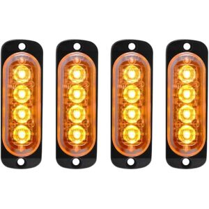 WOIYIC 4 x 12-24V slim emergency strobe lights - 4 flashing LEDs for trucks, motorcycles, cars, yellow WOIYIC 4 x 12-24V slim emergency strobe lights - 4 flashing LEDs for trucks, motorcycles, cars, yellow