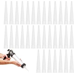 Ymyny - 40 pieces silicone nozzle tip, gun cartridge, silicone nozzles, replacement nozzles for silicone adhesive sealant with plastic scraper for Ymyny - 40 pieces silicone nozzle tip, gun cartridge, silicone nozzles, replacement nozzles for silicone adhesive sealant with plastic scraper for
