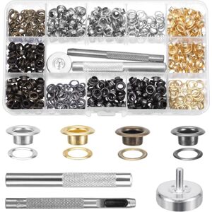 COOCHEER 400PCS Sewing Eyelet - Four colors, 5mm copper eyelets, including punch tool, installation tool, base, Suitable for shoes, leather bags, etc. COOCHEER 400PCS Sewing Eyelet - Four colors, 5mm copper eyelets, including punch tool, installation tool, base, Suitable for shoes, leather bags, etc.