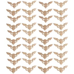 Tlily - 40Pcs 8 x 8cm Wood Carved Corner Onlay Furniture Applique Decorations Unpainted Tlily - 40Pcs 8 x 8cm Wood Carved Corner Onlay Furniture Applique Decorations Unpainted