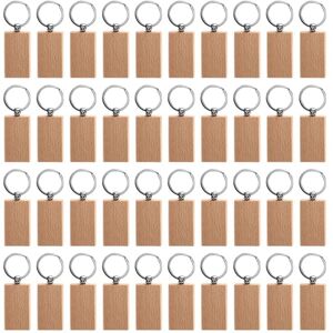 TLILY 40Pcs Blank Rectangle Wooden Key Chain Diy Wood Keychains Tags Can Engrave Gifts TLILY 40Pcs Blank Rectangle Wooden Key Chain Diy Wood Keychains Tags Can Engrave Gifts