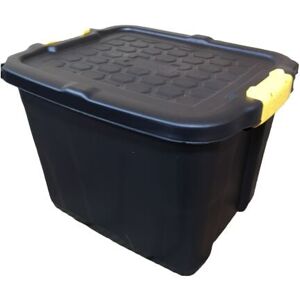 Samuel Alexander - 42L Heavy Duty Storage Tub Sturdy, Lockable, Stackable and Nestable Design Storage Chest with Clips in Black Samuel Alexander - 42L Heavy Duty Storage Tub Sturdy, Lockable, Stackable and Nestable Design Storage Chest with Clips in Black
