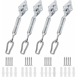 Linghhang - 44Pcs Shade Sail Fixing Kit, 304 Stainless Steel Sun Shade Sail Garden Sail Fixing Kit for Triangle Square Rectangle and Triangular Linghhang - 44Pcs Shade Sail Fixing Kit, 304 Stainless Steel Sun Shade Sail Garden Sail Fixing Kit for Triangle Square Rectangle and Triangular