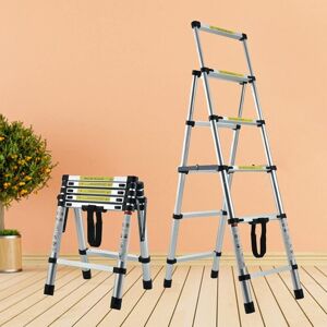 BRIEFNESS 4+5 Step Ladder Aluminum 4.4FT Telescoping Ladder Lightweight Portable A-Frame Ladders with Arm-Design, 330lbs Load Capacity Widen Step Pedal Folding BRIEFNESS 4+5 Step Ladder Aluminum 4.4FT Telescoping Ladder Lightweight Portable A-Frame Ladders with Arm-Design, 330lbs Load Capacity Widen Step Pedal Folding