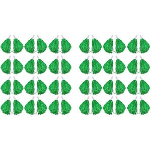 TLILY 48 Pieces Cheerleader Pom Poms Metallic Foil Pompoms with Plastic Handle for Adults, Kids, Girls, Green TLILY 48 Pieces Cheerleader Pom Poms Metallic Foil Pompoms with Plastic Handle for Adults, Kids, Girls, Green