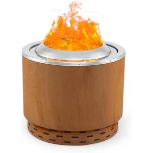 Costway - 49 cm Smokeless Fire Pit Stainless Steel Wood Burning Firepit-Brown Costway - 49 cm Smokeless Fire Pit Stainless Steel Wood Burning Firepit-Brown