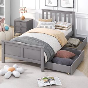 MODERNLUXE Single Bed 3ft 190x90cm Wooden Bed Frame Storage Bed with Drawers for Adults, Kids, Teenagers, Grey MODERNLUXE Single Bed 3ft 190x90cm Wooden Bed Frame Storage Bed with Drawers for Adults, Kids, Teenagers, Grey