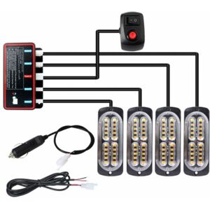 TLILY 4PCS 20LED Stroboscopes 12v Strobe light 4 in 1 Car Emergency Light Beacon Emergency Fashing Light (white light) TLILY 4PCS 20LED Stroboscopes 12v Strobe light 4 in 1 Car Emergency Light Beacon Emergency Fashing Light (white light)