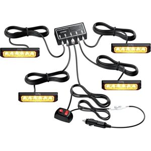 GOTRAYS 4PCS 6LEDs Car Strobe Flash Lights Hazard Warning Beacon Emergency Flashing Lights 8 Modes IP65 Waterproof with Main Control Box 12V 24V Universal GOTRAYS 4PCS 6LEDs Car Strobe Flash Lights Hazard Warning Beacon Emergency Flashing Lights 8 Modes IP65 Waterproof with Main Control Box 12V 24V Universal