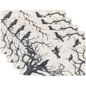 Groofoo - 4pcs Crow Festival Linen Placemats Washable Scary Dining Table Place Mat Heat Resistant Crow Placemats for Party Kitchen Home Decoration Groofoo - 4pcs Crow Festival Linen Placemats Washable Scary Dining Table Place Mat Heat Resistant Crow Placemats for Party Kitchen Home Decoration