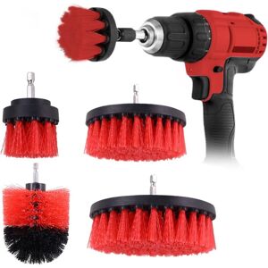 Tonchean - 4pcs Electric Drill Brushes, 2'/3.5''/4''/5'' Bristle Cleaning Rotary Brush, Kitchen Car Cleaning Tools, Red Drill Cleaning Brush Set Tonchean - 4pcs Electric Drill Brushes, 2'/3.5''/4''/5'' Bristle Cleaning Rotary Brush, Kitchen Car Cleaning Tools, Red Drill Cleaning Brush Set
