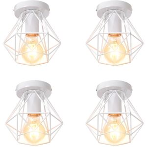 AXHUP - Vintage Ceiling Pendant Light 4 Pieces - Ø16cm Industrial Style - White AXHUP - Vintage Ceiling Pendant Light 4 Pieces - Ø16cm Industrial Style - White