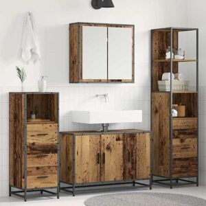 Bathroom Furniture Set with Door 4 pcs Old wood Engineered wood vidaXL Bathroom Furniture Set with Door 4 pcs Old wood Engineered wood vidaXL