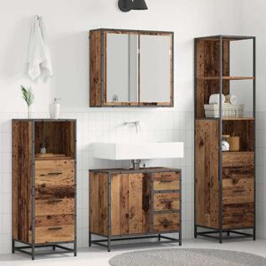 Bathroom Furniture Set with Door 4 pcs Old Wood Engineered Wood vidaXL Bathroom Furniture Set with Door 4 pcs Old Wood Engineered Wood vidaXL