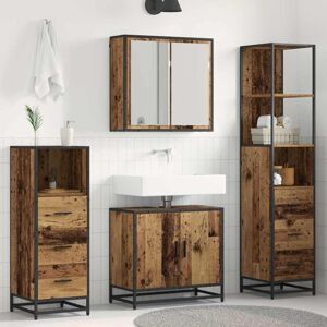 Bathroom Furniture Set with Door 4 pcs Old Wood Engineered Wood vidaXL Bathroom Furniture Set with Door 4 pcs Old Wood Engineered Wood vidaXL