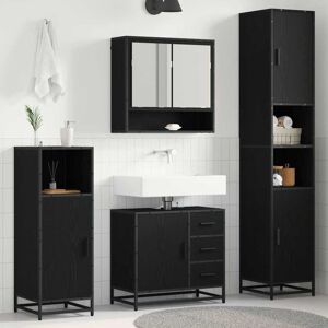 Bathroom Furniture Set with Drawer with Shelf 4 pcs Black oak vidaXL Bathroom Furniture Set with Drawer with Shelf 4 pcs Black oak vidaXL