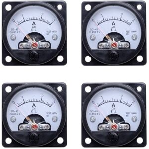Tlily - 4X ac Round Analog Panel Meter 0-3A Current Measure Ammeter Gauge Black Tlily - 4X ac Round Analog Panel Meter 0-3A Current Measure Ammeter Gauge Black