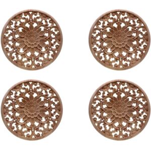 Tlily - 4X Carved Flower Carving Round Wood Appliques for Furniture Cabinet Unpainted Wooden Mouldings Decal Decorative Figurine Tlily - 4X Carved Flower Carving Round Wood Appliques for Furniture Cabinet Unpainted Wooden Mouldings Decal Decorative Figurine