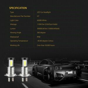 Tlily - 4X H7 led Headlight Bulb Kit Low Beam 100W 30000LM Super 6000K White Tlily - 4X H7 led Headlight Bulb Kit Low Beam 100W 30000LM Super 6000K White