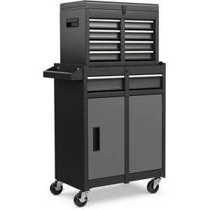 Costway - 5-Drawer Rolling Tool Chest High Capacity Tool Storage Cabinet-Grey+Black Costway - 5-Drawer Rolling Tool Chest High Capacity Tool Storage Cabinet-Grey+Black