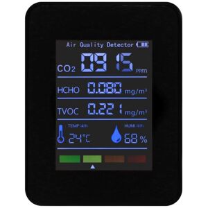 TLILY 5 in 1 Air Quality Monitor TVOC HCHO Temperature Humidity CO2 Meter, USB Rechargeable Detector Black TLILY 5 in 1 Air Quality Monitor TVOC HCHO Temperature Humidity CO2 Meter, USB Rechargeable Detector Black