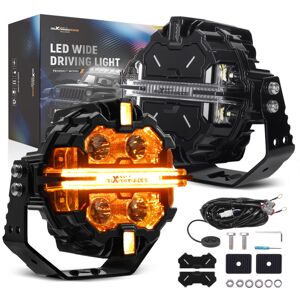 MAXPEEDINGRODS 5 inch LED Pod Lights 270° Beam White Amber DRL For 4WD SUV ATV Marine 12V IP68 MAXPEEDINGRODS 5 inch LED Pod Lights 270° Beam White Amber DRL For 4WD SUV ATV Marine 12V IP68