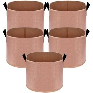 TLILY 5-Pack 7 Gallons Grow Bags Heavy Duty Thickened Nonwoven Fabric Pots with Strap Handles Tan TLILY 5-Pack 7 Gallons Grow Bags Heavy Duty Thickened Nonwoven Fabric Pots with Strap Handles Tan