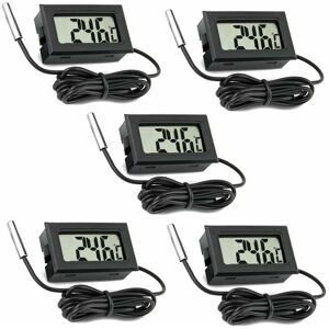 HÉLOISE 5Pcs Digital lcd Thermometer Temperature Monitor with External Probe For Fridge Freezer Refrigerator Aquarium -Black HÉLOISE 5Pcs Digital lcd Thermometer Temperature Monitor with External Probe For Fridge Freezer Refrigerator Aquarium -Black