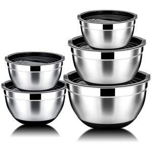 TLILY 5 Pcs Mixing Bowl,Stainless Steel Salad Bowl with Airtight Lid&Non-Slip Base,Serving for Kitchen Cooking Baking,Etc TLILY 5 Pcs Mixing Bowl,Stainless Steel Salad Bowl with Airtight Lid&Non-Slip Base,Serving for Kitchen Cooking Baking,Etc