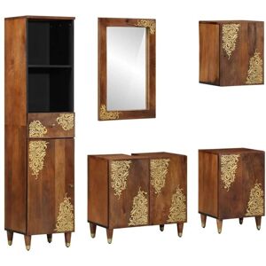 Vidaxl - Bathroom Furniture Set with Drawer 5 pcs Brown 38 x 33 x 160 cm Vidaxl - Bathroom Furniture Set with Drawer 5 pcs Brown 38 x 33 x 160 cm