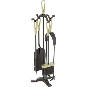 Home Discount - Buxton 5 Piece Companion Set Fireplace Accessories Shovel, Poker, Brush & Tongs, Black-&-Brass Home Discount - Buxton 5 Piece Companion Set Fireplace Accessories Shovel, Poker, Brush & Tongs, Black-&-Brass