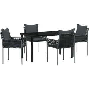 Vidaxl - Garden Dining Set 5 pcs Black Poly rattan Vidaxl - Garden Dining Set 5 pcs Black Poly rattan