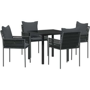 Garden Dining Set 5 pcs Black Poly rattan vidaXL Garden Dining Set 5 pcs Black Poly rattan vidaXL