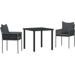 Garden Dining Set 3 pcs Black Poly rattan Vidaxl Garden Dining Set 3 pcs Black Poly rattan Vidaxl